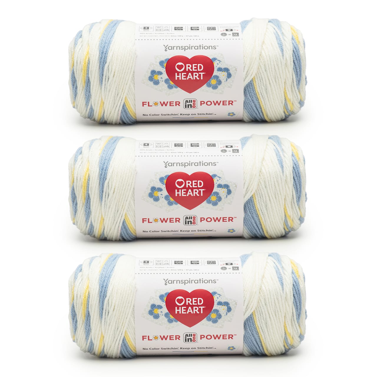 3 Pack Red Heart® All In One Flower Power™ Yarn